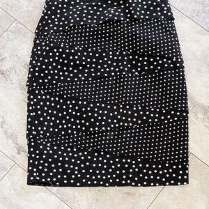 White House Black Market Black and White Tiered Midi Skirt